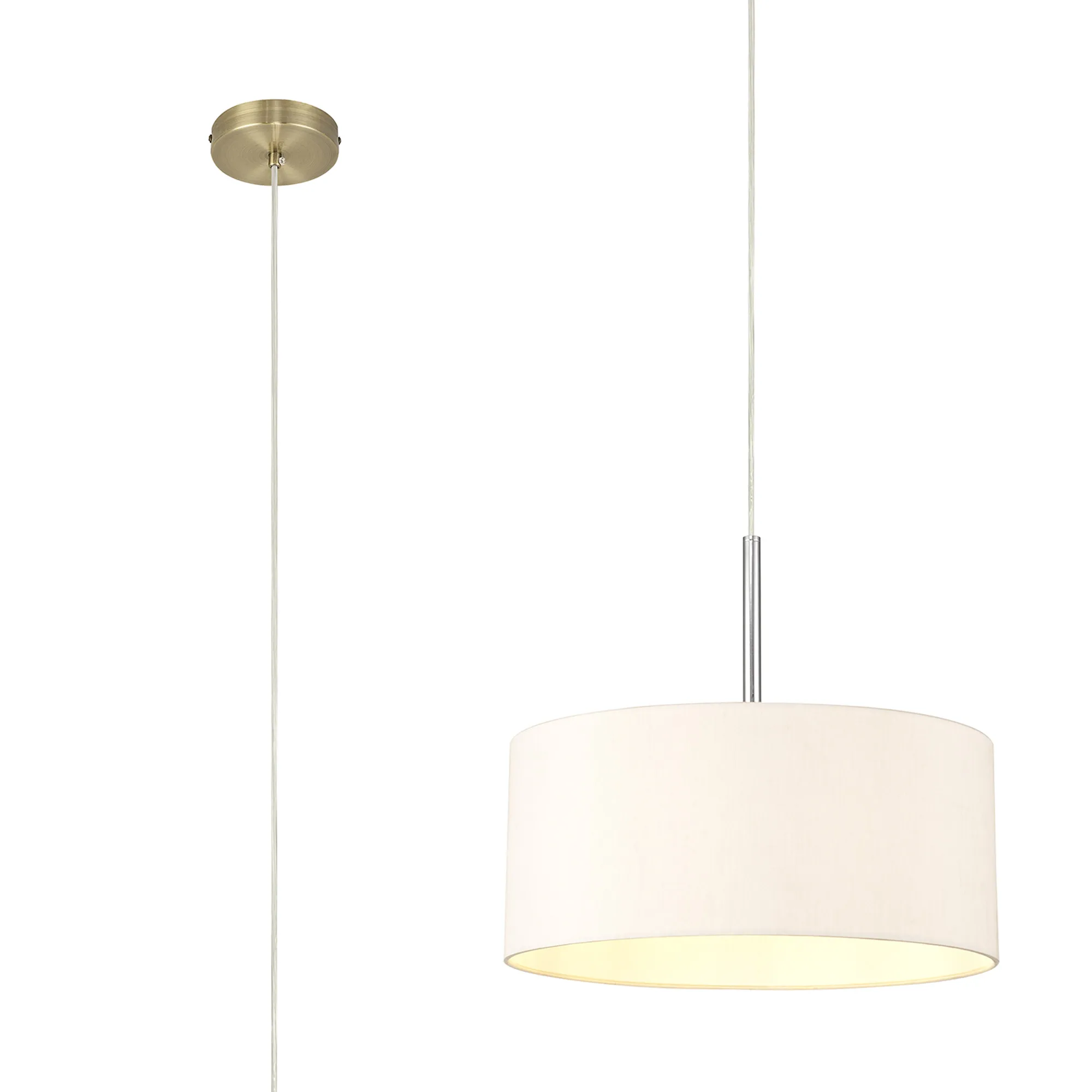 DK0208  Baymont 40cm Pendant 1 Light Antique Brass, Nude Beige/Moonlight